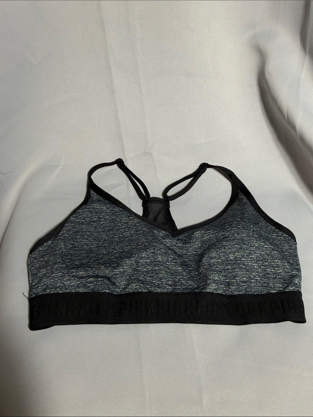 PINK Victoria's Secret Heather Gray Sports Bra with Black Trim